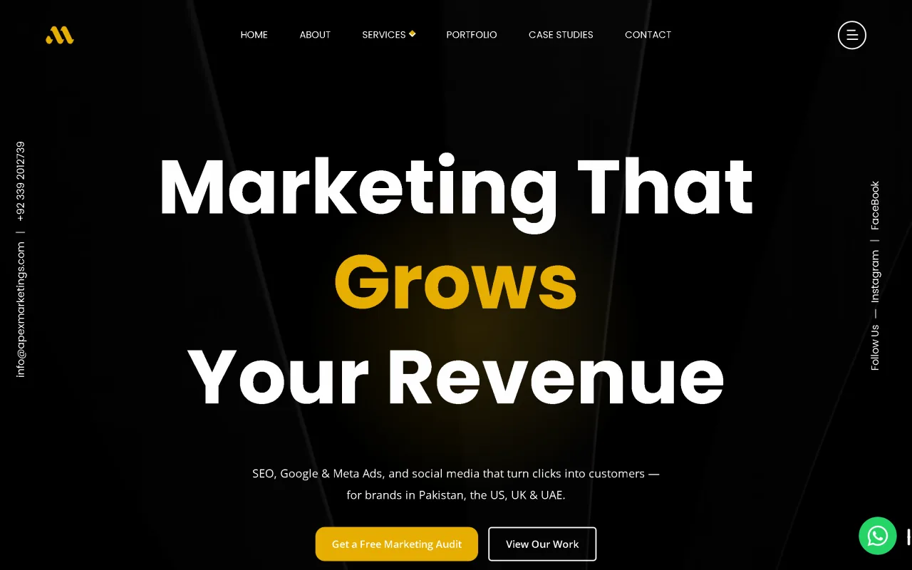 Apex Marketings — homepage screenshot