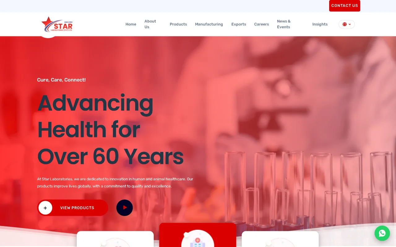 Star Laboratories — homepage screenshot